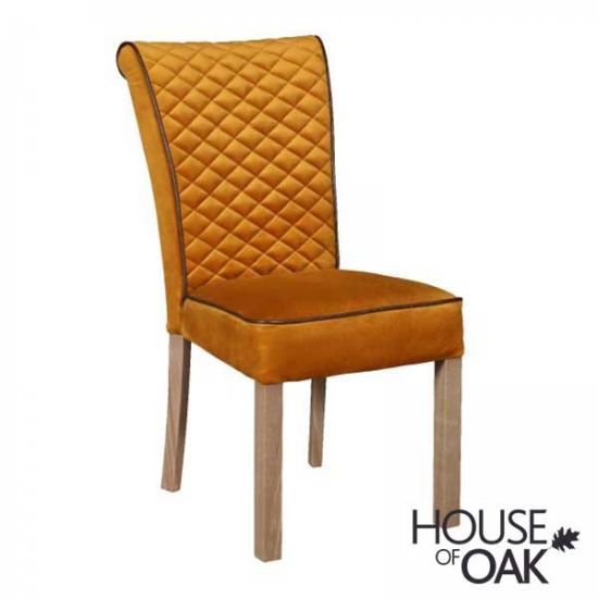 Marino Tall Dining Chair in Mustard Velvet with Grey Solid Oak Legs