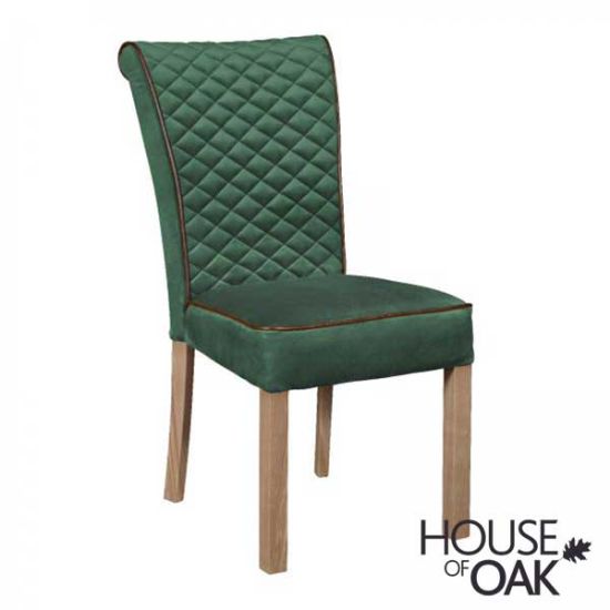 Marino Tall Dining Chair in Olive Velvet with Grey Solid Oak Legs