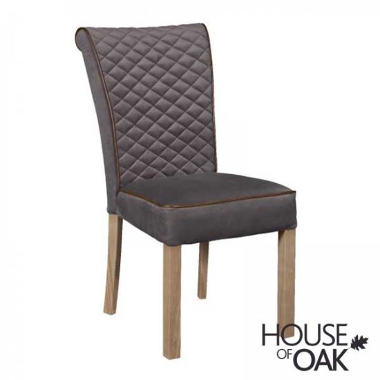 Marino Tall Dining Chair in Steel Velvet with Grey Solid Oak Legs