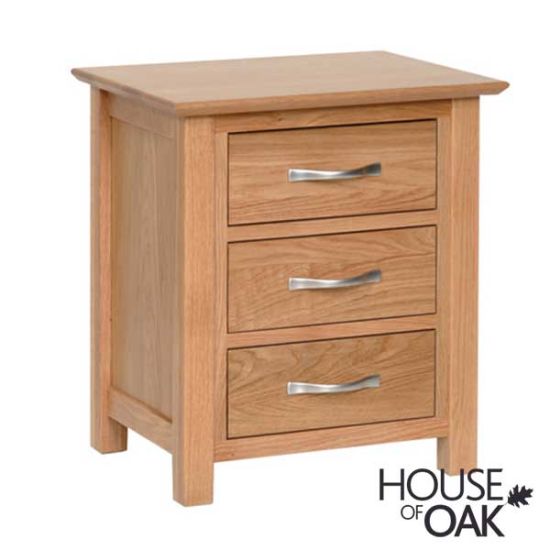 Coniston Solid Oak 3 Drawer Bedside Cabinet