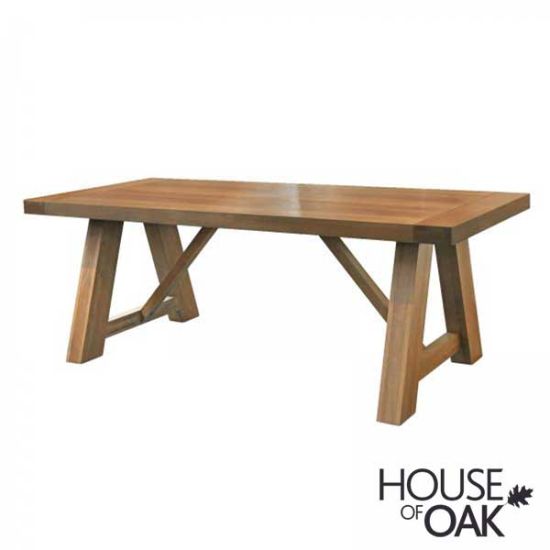 Tambour Oak Monastery Refectory Grey Oiled Table 2200