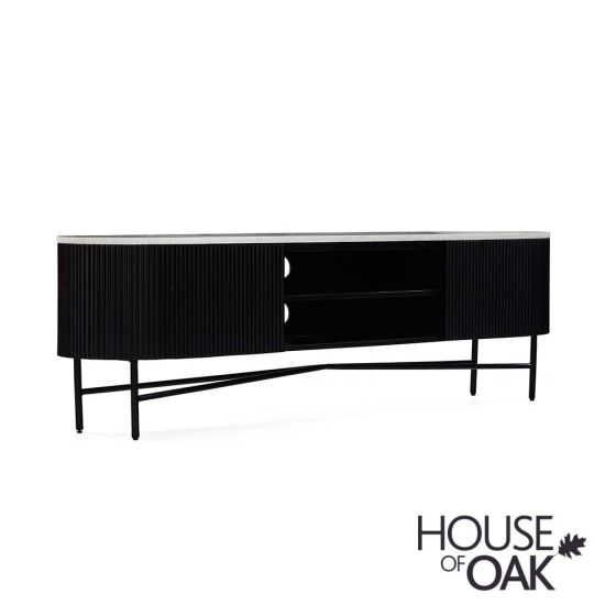 Black Oak-Effect 120 x 39 x 43cm Furniture 247 2-Door 1-Shelf Contemporary TV Stand