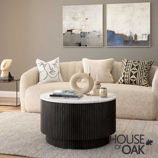 Monaco in Charcoal Coffee Table with Door and Marble Top