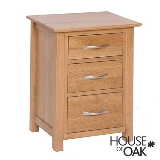 Coniston Solid Oak Tall 3 Drawer Bedside Cabinet 