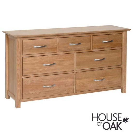 Coniston Solid Oak 3 Over 4 Wide Chest of Drawers