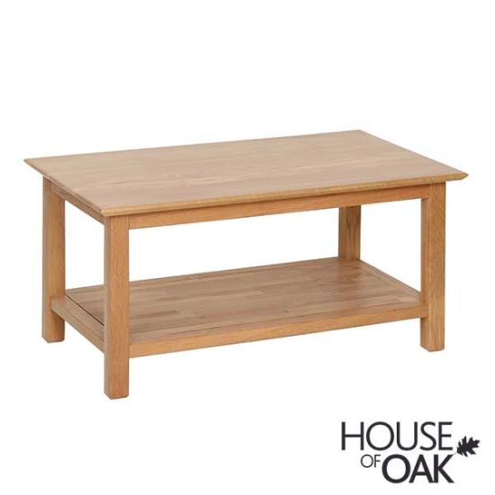 Coniston Solid Oak Large Rectangular Coffee Table with Shelf