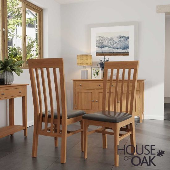 Oslo Oak Slat Back Chair with PU Seat