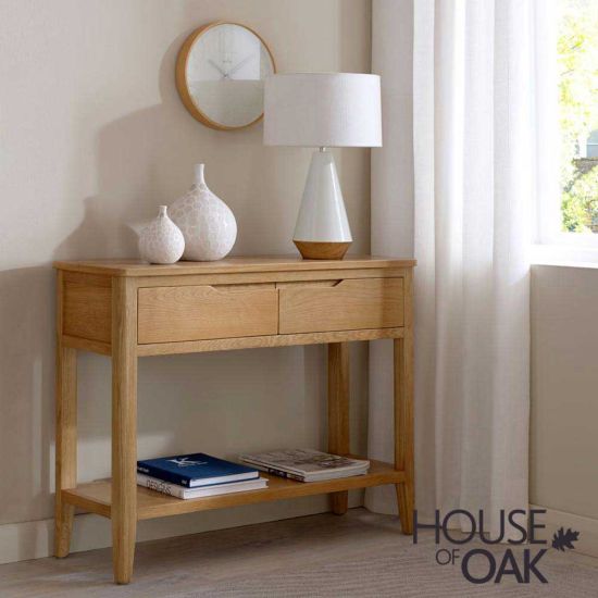 Oak Hall Tables Hallway Console, Console Tables Less Than 100cm Wide
