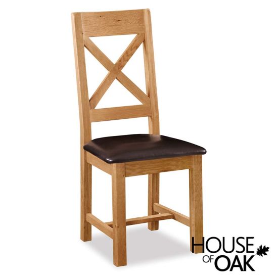 Oxford Oak Cross Back Dining Chair With PU Seat
