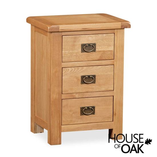 Oxford Oak 3 Drawer Wide Bedside Cabinet