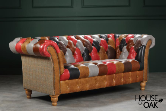 Presbury Leather Patchwork 2 Seater Sofa