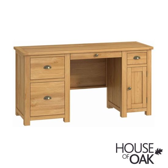 Portman Office Twin Pedestal Desk in Oak