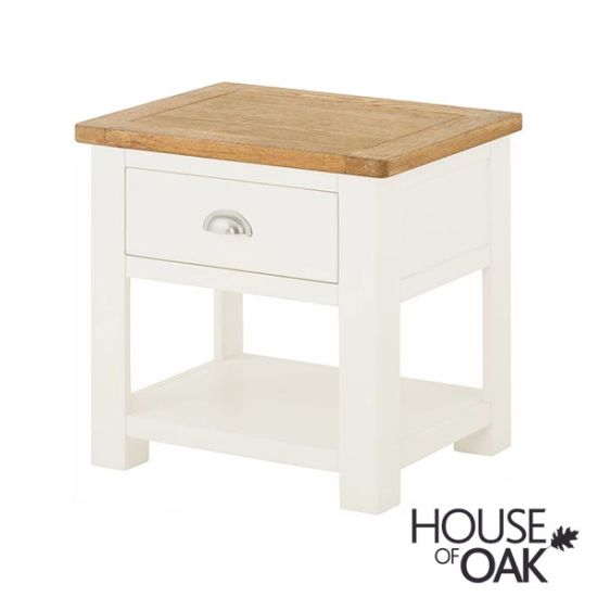 Portman Painted Lamp Table With Drawer in White