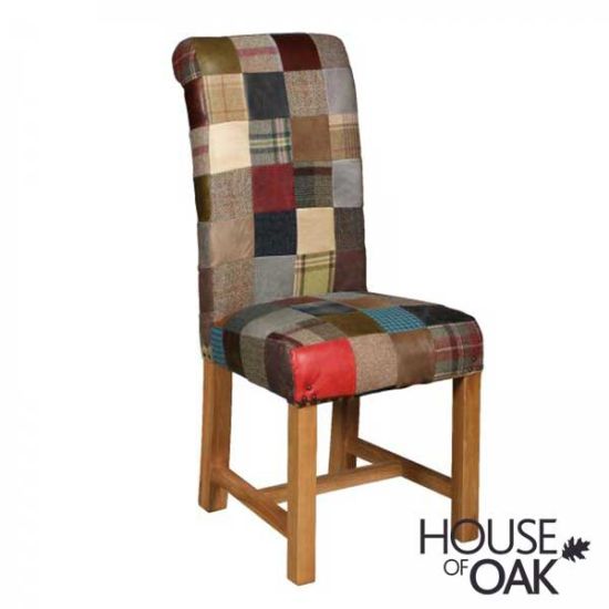 Rollback Patchwork Chair Leather Mix & Wool Mix