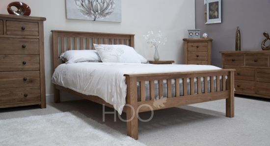 Rustic Solid Oak 4FT 6" Double Bed