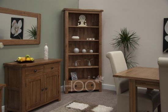 Rustic Solid Oak Large Bookcase