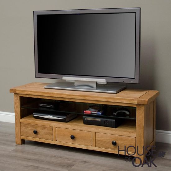 Rustic Solid Oak Plasma TV Cabinet