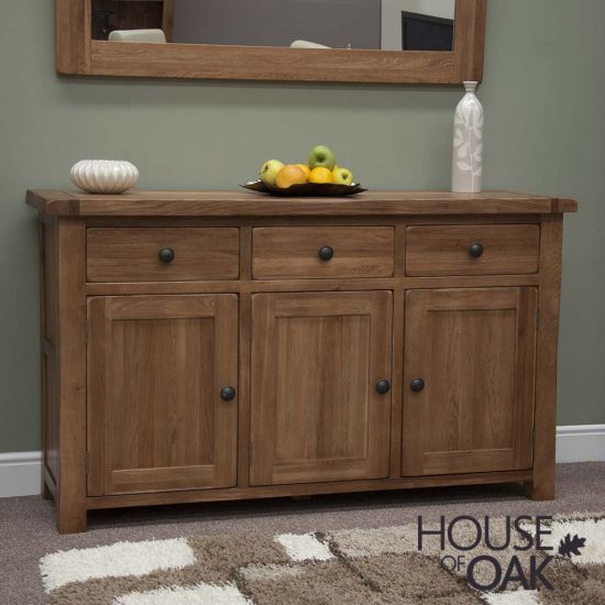 Rustic Solid Oak Large Sideboard