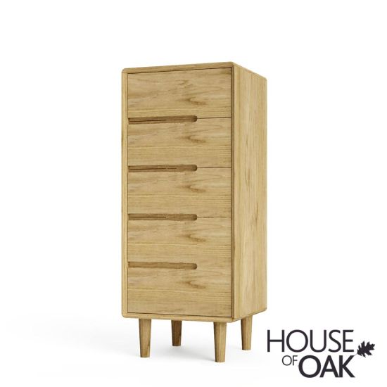 Scandic Solid Oak 5 Drawer Chest of Drawers