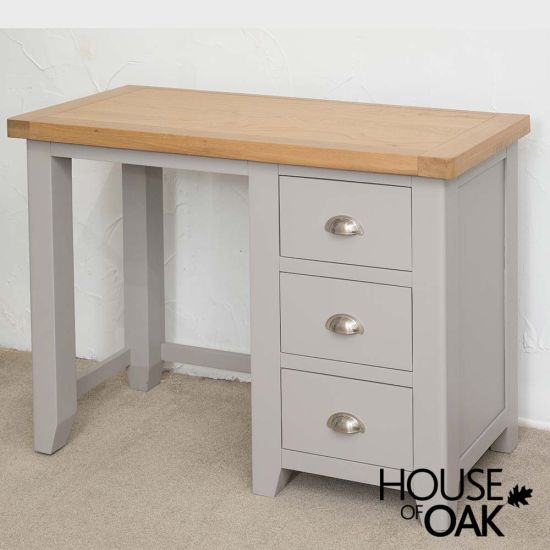 Tuscany Oak Single Pedestal Dressing Table in Grey Painted