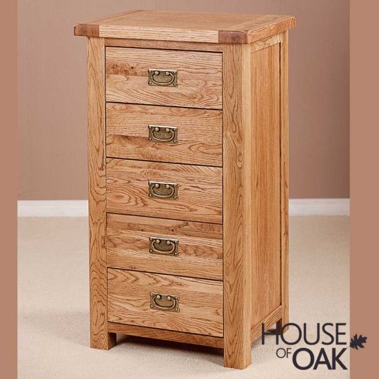 Windsor Oak 5 Drawer Narrow Chest of Drawers