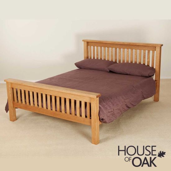 Windsor Solid Oak 4 Foot 6 Double High Foot End Bed