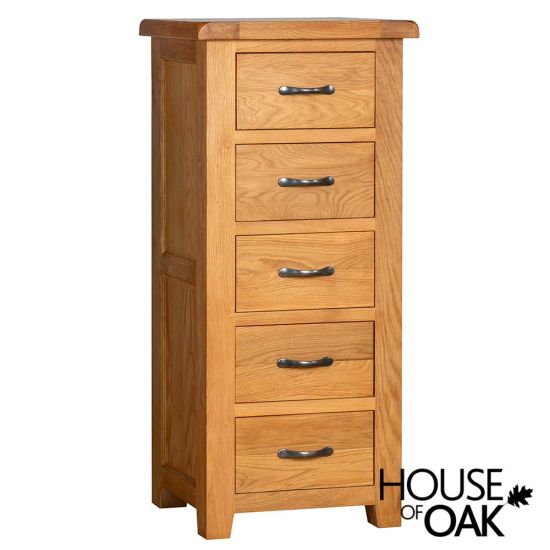 Canterbury Oak 5 Drawer Narrow Chest