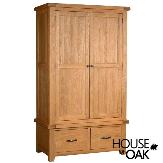 Canterbury Oak Double Wardrobe With Drawers 
