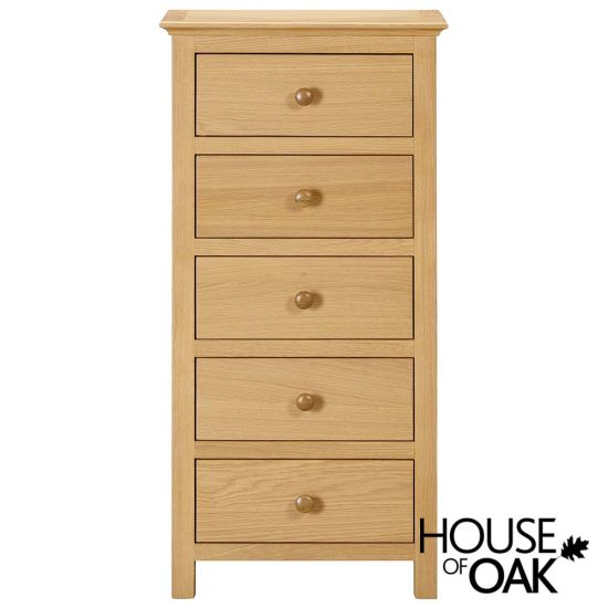 Somerset Oak 5 Drawer Tall Chest of Drawers