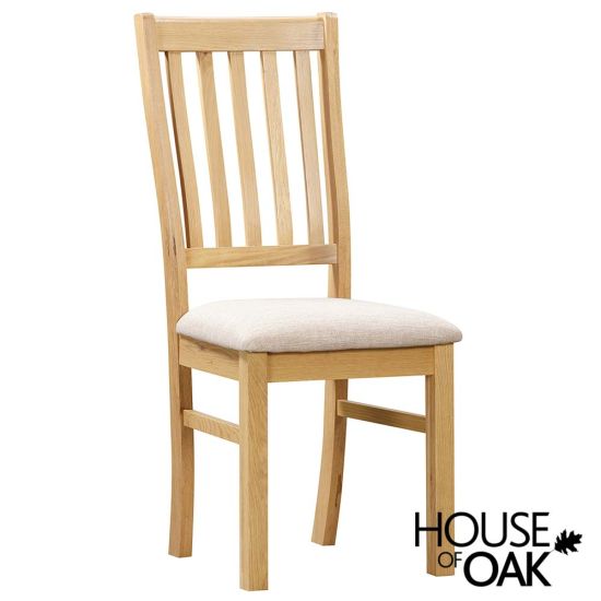 Somerset Oak Slatted Chair with Fabric Seat Pad