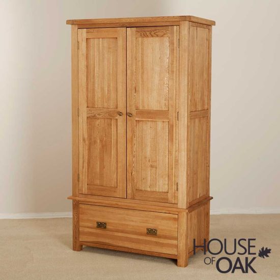 Windsor Oak Double Wardrobe With Drawer