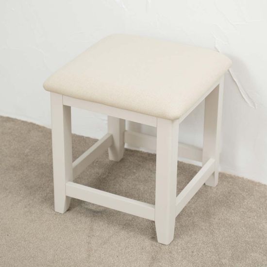 Tuscany Oak Bedroom Stool with Fabric Seat in Stone White Painted