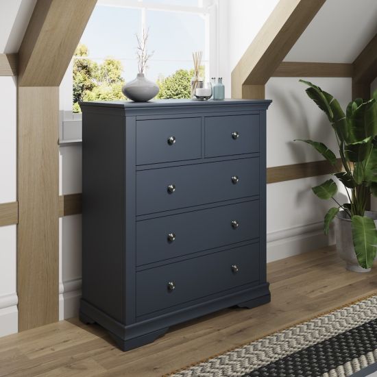 Chantilly Midnight Grey 2 Over 3 Drawer Chest