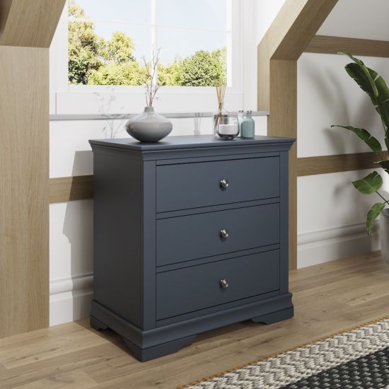 Chantilly Midnight Grey 3 Drawer Chest