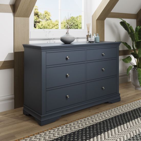 Chantilly Midnight Grey 6 Drawer Chest