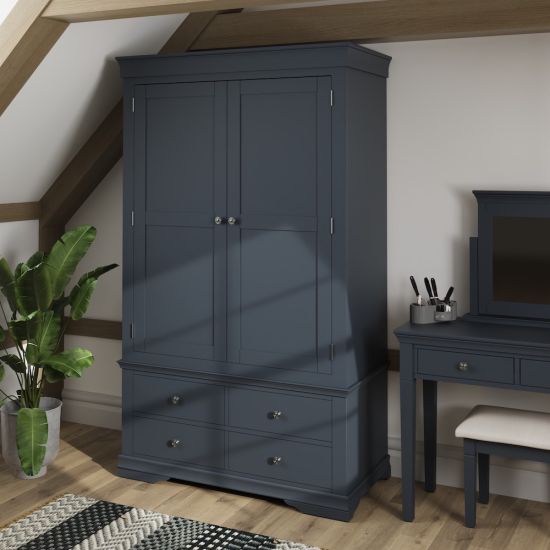 Chantilly Midnight Grey 2 Door 4 Drawer Wardrobe