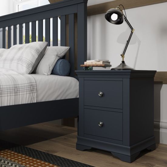 Chantilly Midnight Grey Large Bedside Cabinet