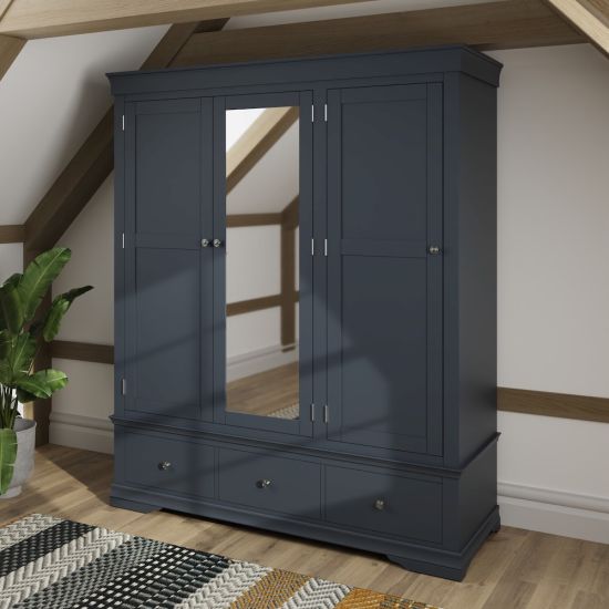 Chantilly Midnight Grey Triple Wardrobe