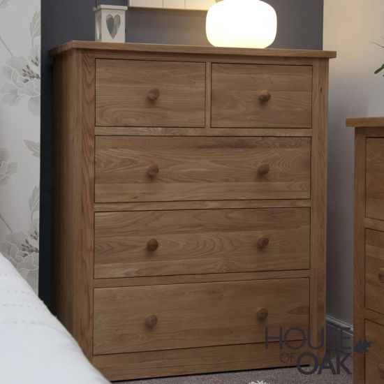 Torino Solid Oak Deep and Wide 2 Over 3 Chest of Drawers