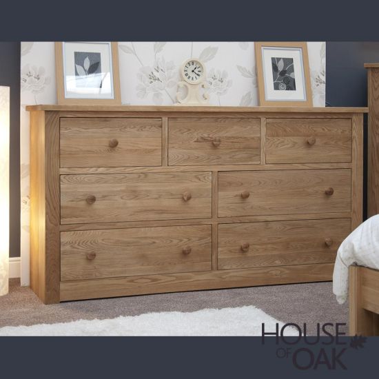 Torino Solid Oak Deep and Wide 7 Drawer Chest