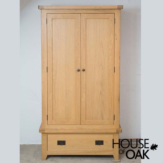Tuscany Oak Double Wardrobe with Drawer