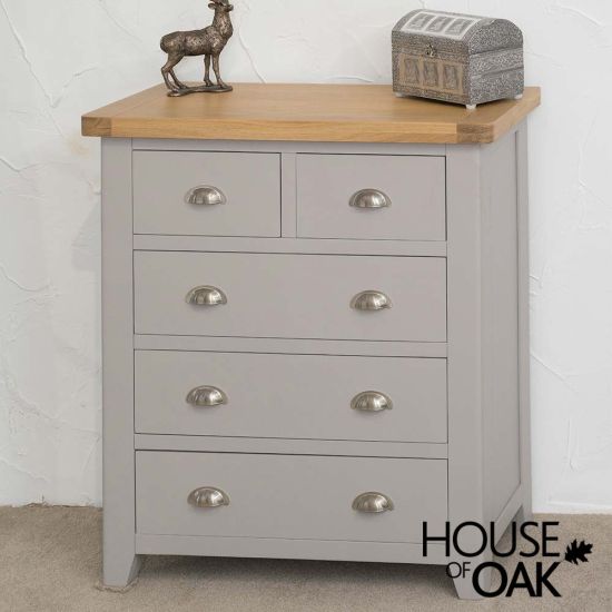 Tuscany Oak 2 Over 3 Chest of Drawers in Grey Painted