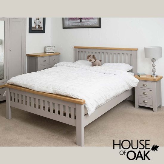 Tuscany Oak 5FT King Size Bed in Grey Painted