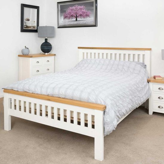 Tuscany Oak 5FT King Size Bed in White Painted