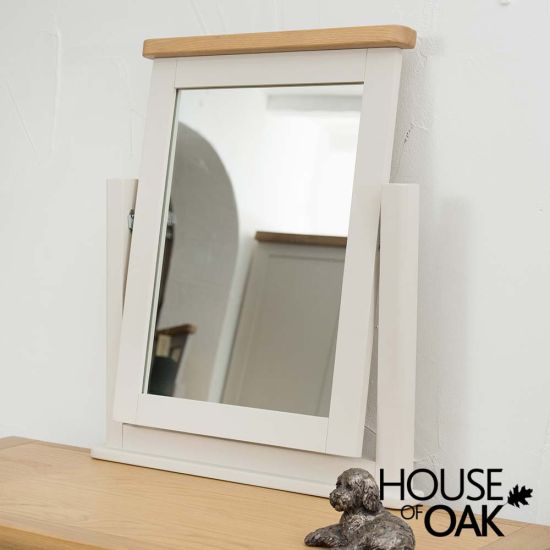 Tuscany Oak Trinket Mirror in Stone White Painted