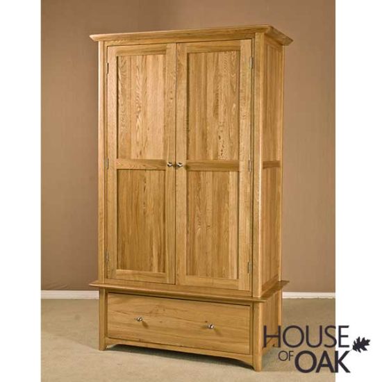 Buckingham Solid Oak Double Wardrobe With 1 Drawer