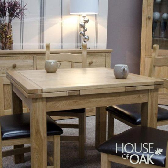 Opus Solid Oak Small Drawer Leaf Extending Table