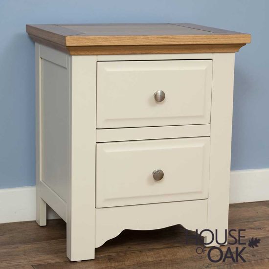 Lily Painted in Ivory 2 Drawer Bedside Cabinet