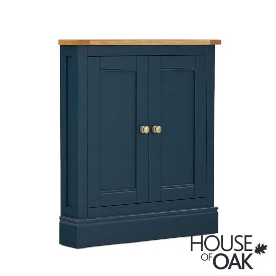 Wentworth Oak Corner Cupboard in Navy Blue 