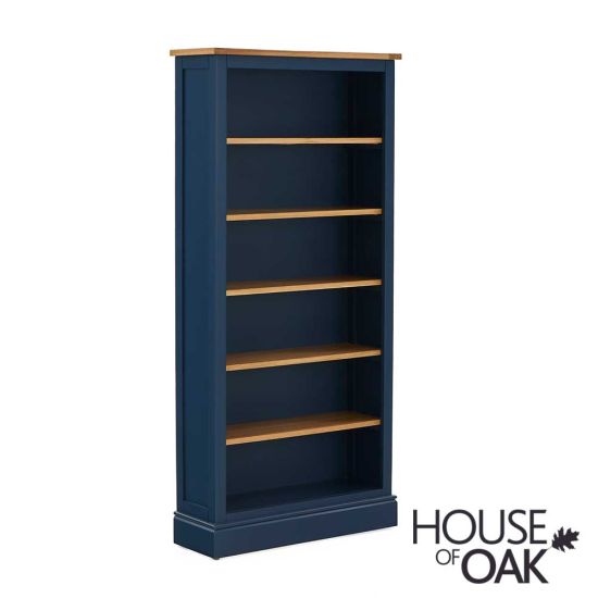 Wentworth Oak Large Bookcase in Navy Blue